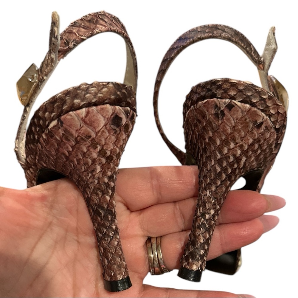 Stuart Weitzman Pink Tan Snakeskin Python Print S… - image 6